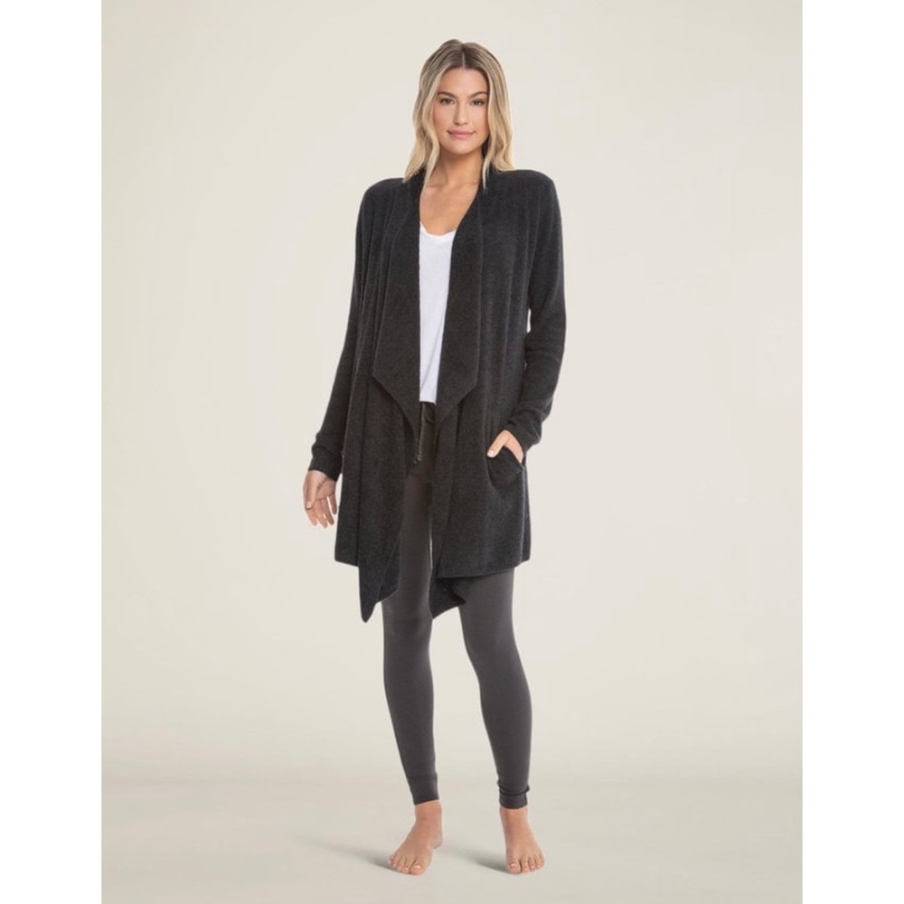 Barefoot Dreams CozyChic Lite Island Wrap Knit Cardigan Carbon Loungewear